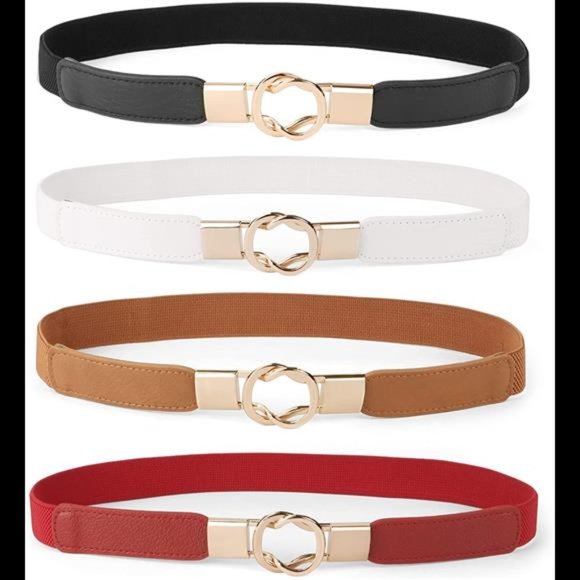 Women Skinny Belt for Dresses Retro Stretch Ladies Waist Belt Plus Size Set of 4 main image 5